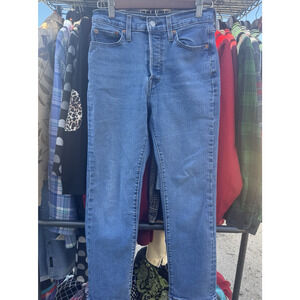 Levi’s Wedgie Straight Jeans Women's 27x28 Blue Button Fly Stretch Fit Comfort